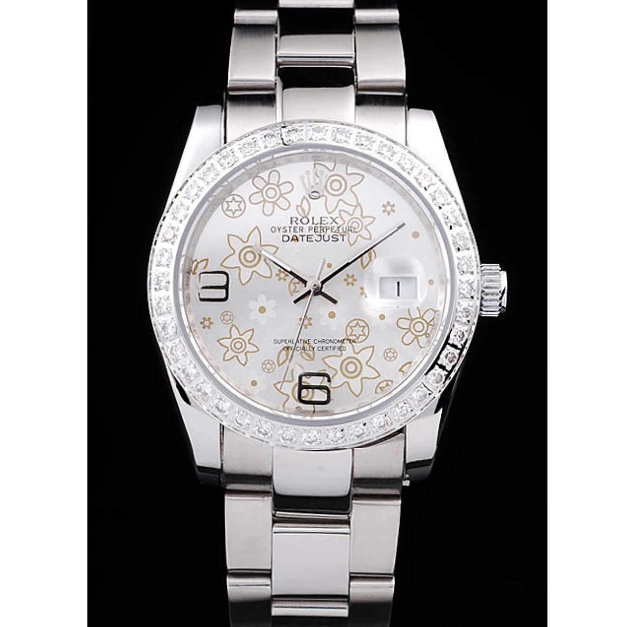 AAA Replica Watches Diamond Silver Rolex Steel Flowers 98081 Dial Datejust Stainless Polished Plated 0807